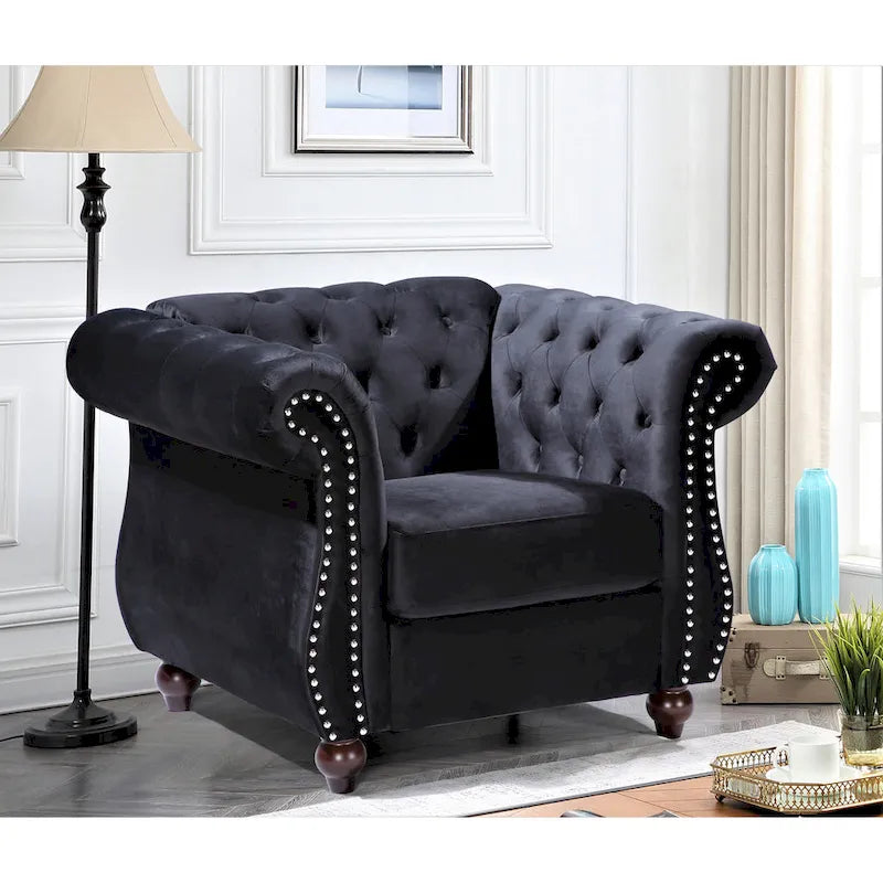 Chesterfield Accent Chair with Button Tufting for Living Room