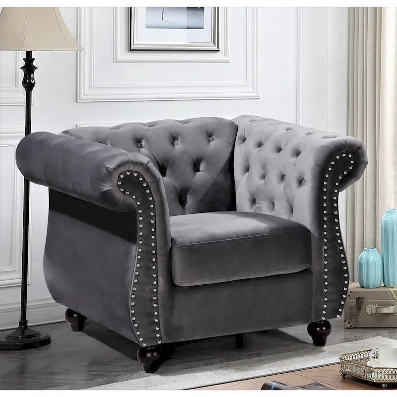 Chesterfield Accent Chair with Button Tufting for Living Room