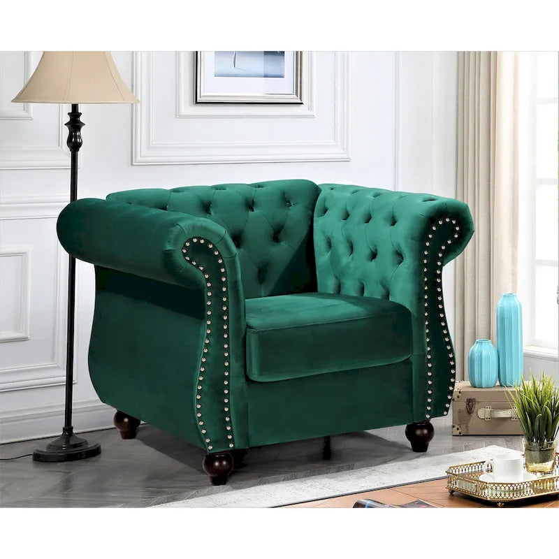 Chesterfield Accent Chair with Button Tufting for Living Room