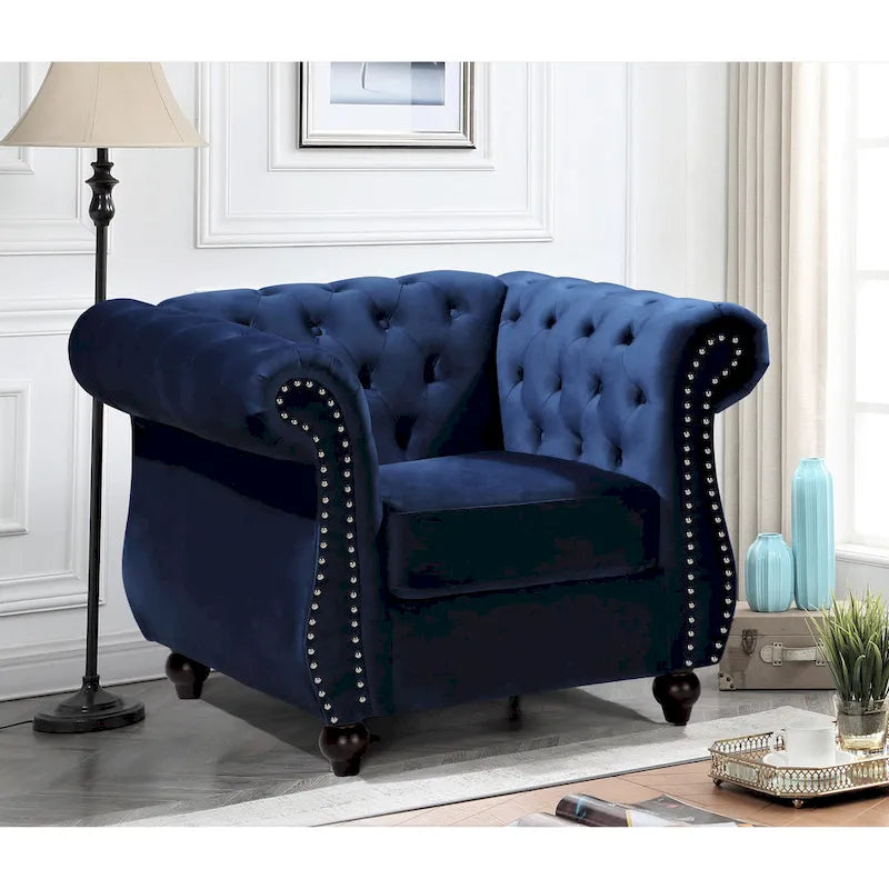 Chesterfield Accent Chair with Button Tufting for Living Room