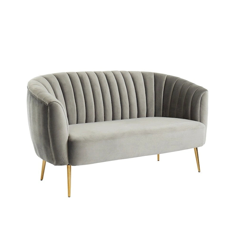 Contemporary Velvet Microfiber Tufted Loveseat for Living Room