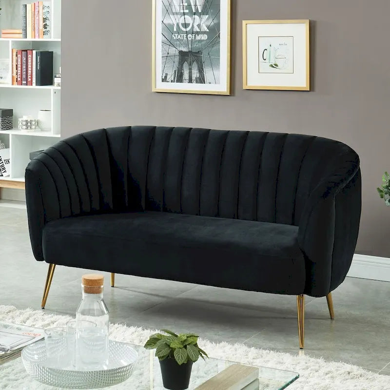 Contemporary Velvet Microfiber Tufted Loveseat for Living Room