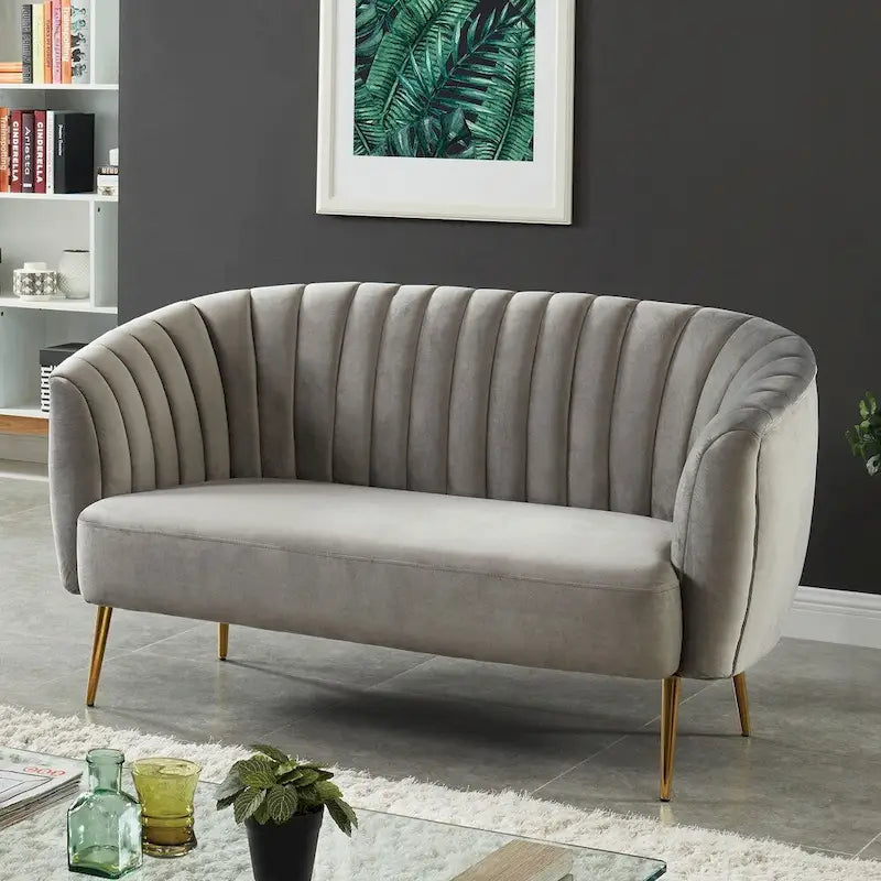 Contemporary Velvet Microfiber Tufted Loveseat for Living Room