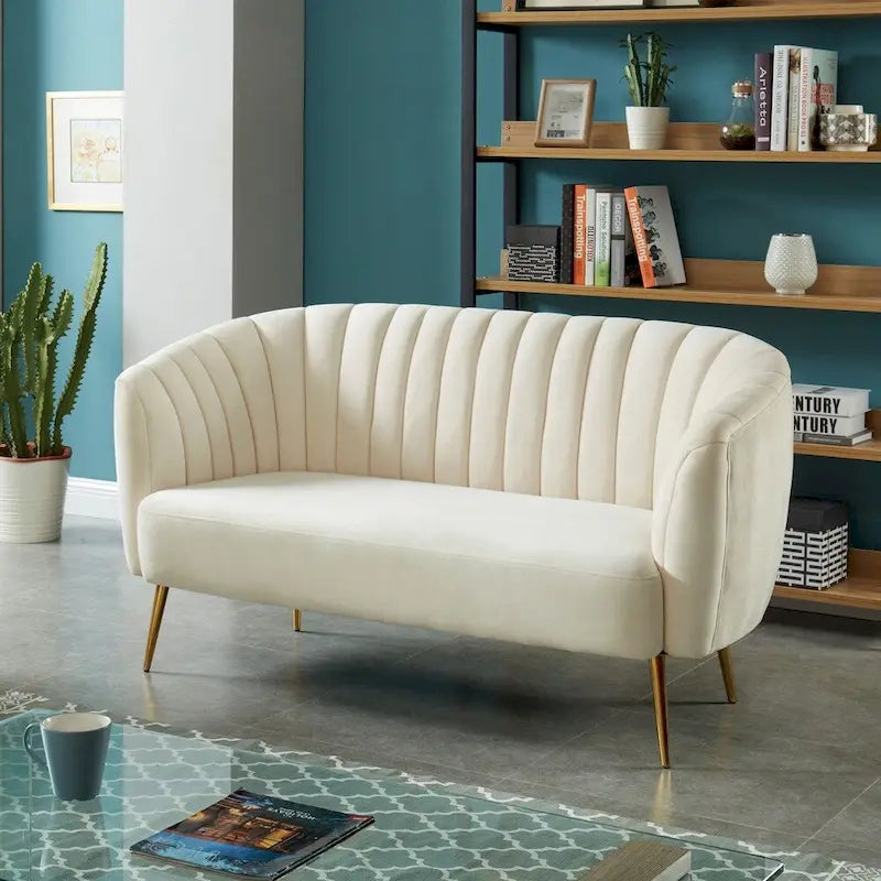 Contemporary Velvet Microfiber Tufted Loveseat for Living Room