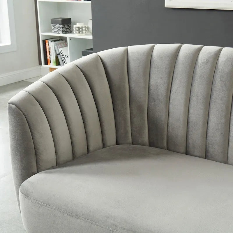 Contemporary Velvet Microfiber Tufted Loveseat for Living Room