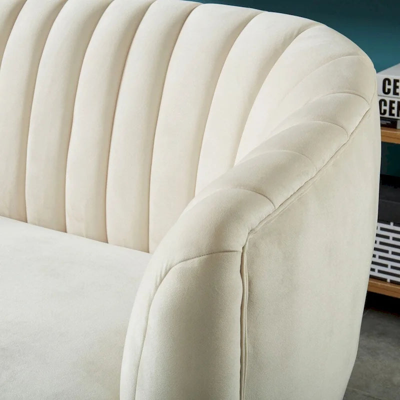 Contemporary Velvet Microfiber Tufted Loveseat for Living Room