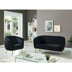 Contemporary Velvet Microfiber Tufted Loveseat for Living Room