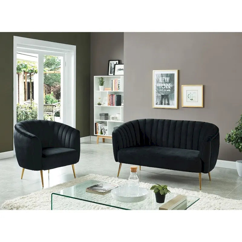 Contemporary Velvet Microfiber Tufted Loveseat for Living Room