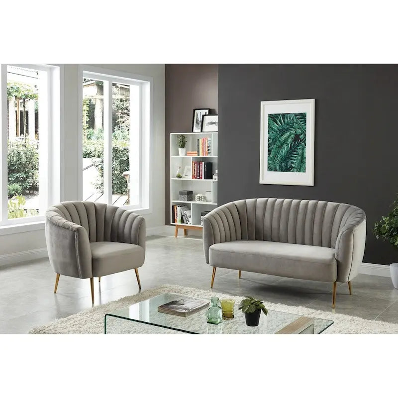 Contemporary Velvet Microfiber Tufted Loveseat for Living Room