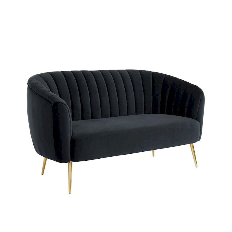 Contemporary Velvet Microfiber Tufted Loveseat for Living Room