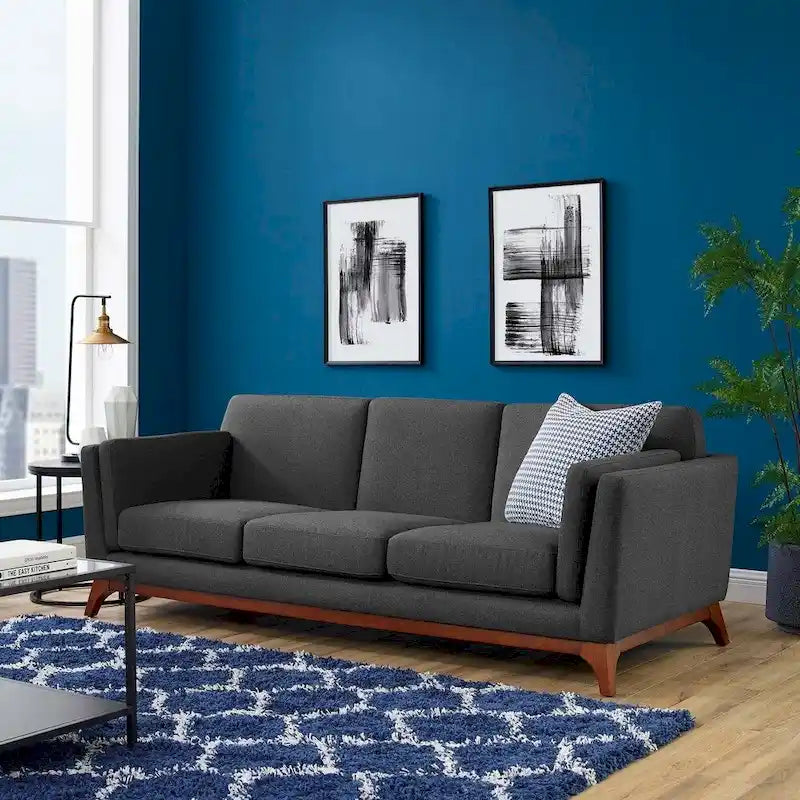 Upholstered Fabric Sofa for Living Room with Solid Frame