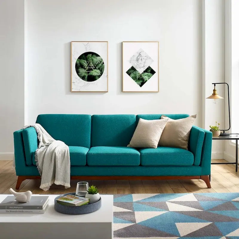 Upholstered Fabric Sofa for Living Room with Solid Frame