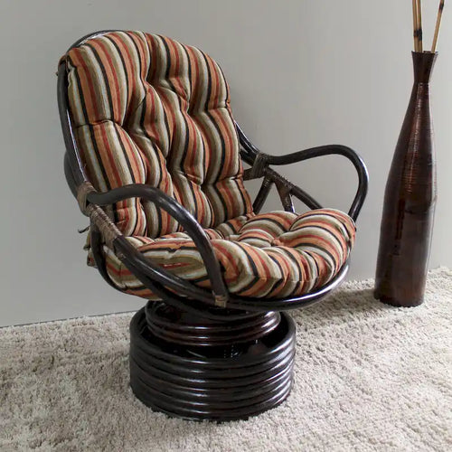 Bali Rattan Rocker Chair with Chenille Cushion
