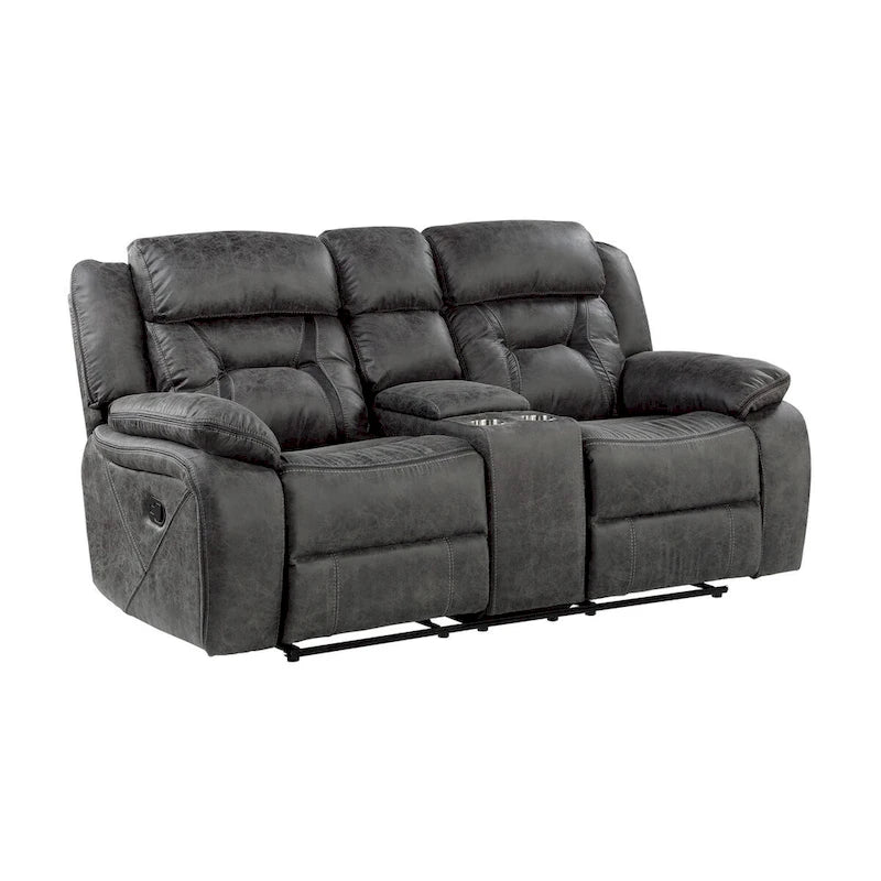 Gray Microfiber Reclining Loveseat with Dual Independent Recline