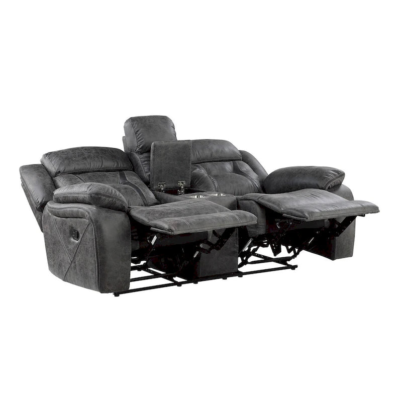 Gray Microfiber Reclining Loveseat with Dual Independent Recline
