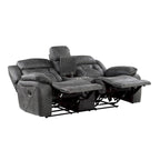 Gray Microfiber Reclining Loveseat with Dual Independent Recline