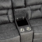 Gray Microfiber Reclining Loveseat with Dual Independent Recline