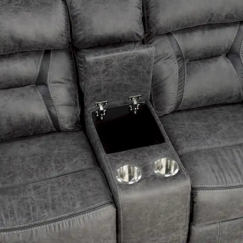 Gray Microfiber Reclining Loveseat with Dual Independent Recline