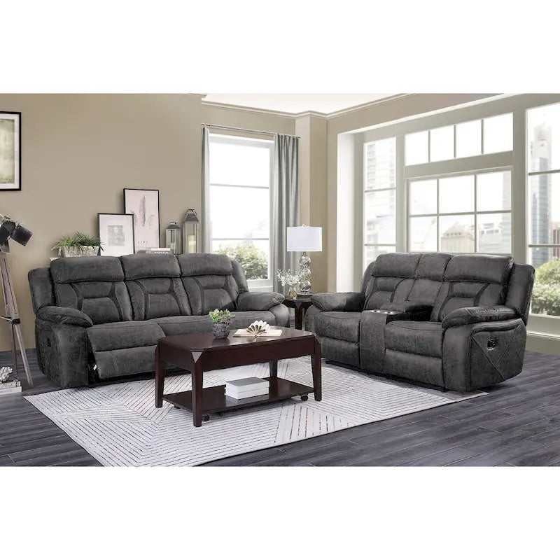 Gray Microfiber Reclining Loveseat with Dual Independent Recline