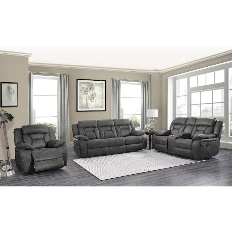 Gray Microfiber Reclining Loveseat with Dual Independent Recline