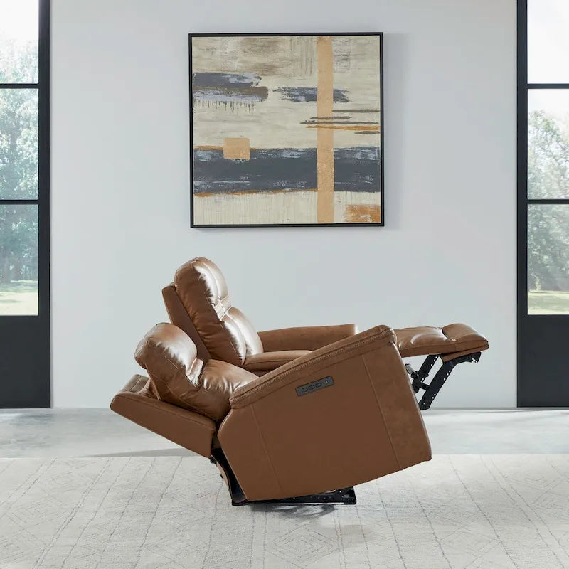 Leather Dual Power Reclining Loveseat with Center Console