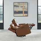 Leather Dual Power Reclining Loveseat with Center Console