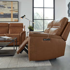 Leather Dual Power Reclining Loveseat with Center Console