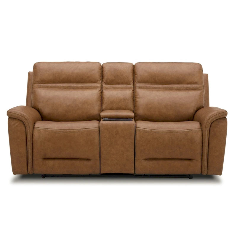 Leather Dual Power Reclining Loveseat with Center Console