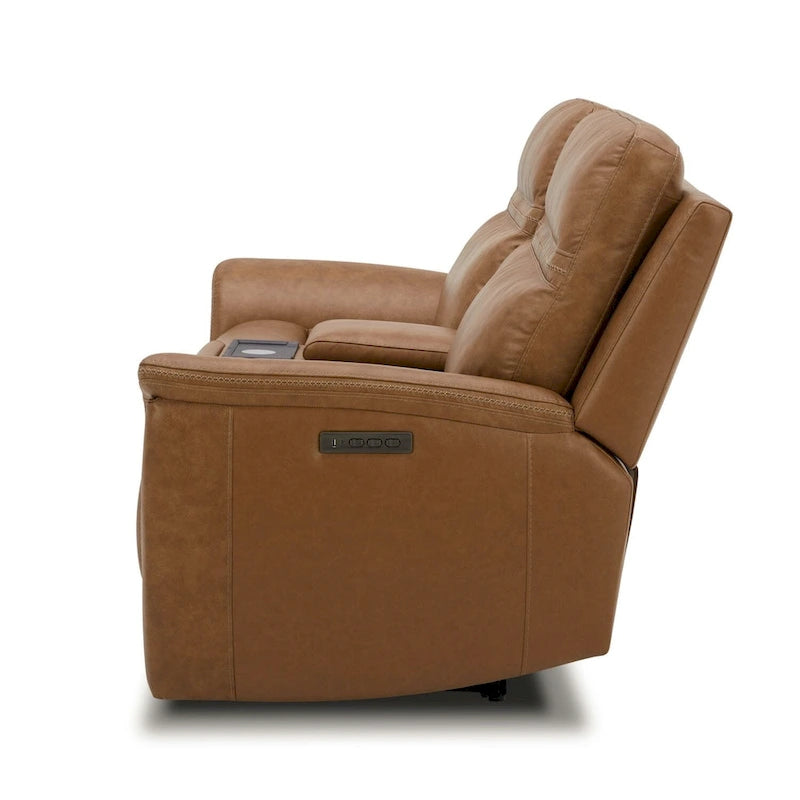 Leather Dual Power Reclining Loveseat with Center Console