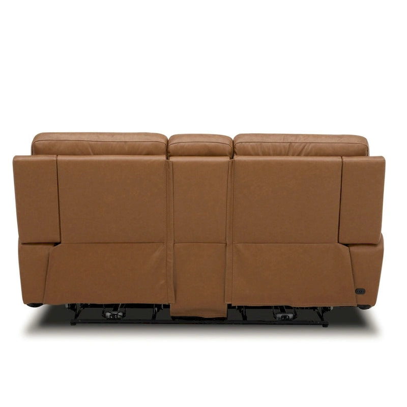 Leather Dual Power Reclining Loveseat with Center Console
