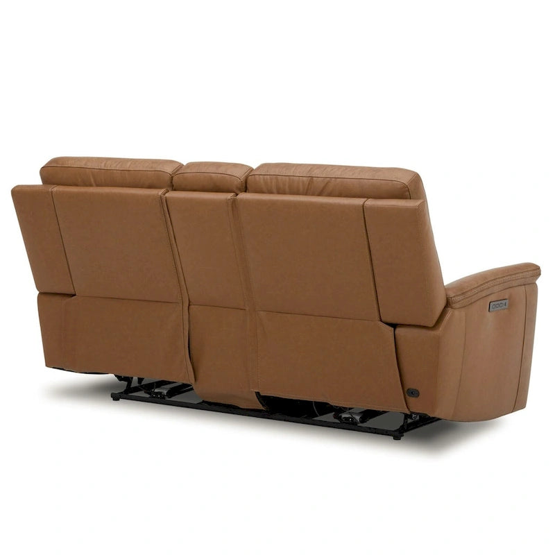 Leather Dual Power Reclining Loveseat with Center Console