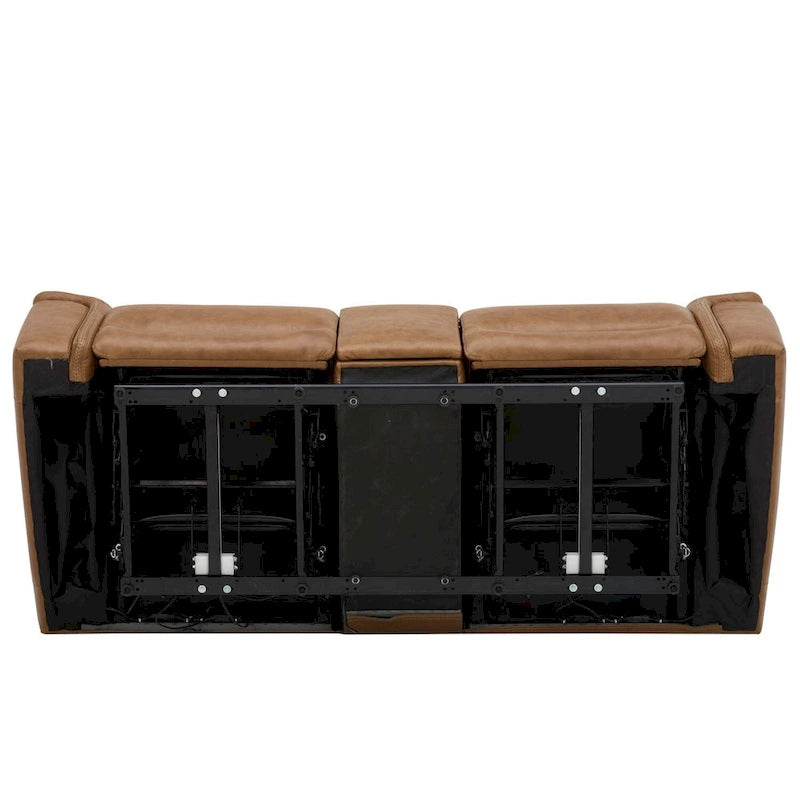 Leather Dual Power Reclining Loveseat with Center Console