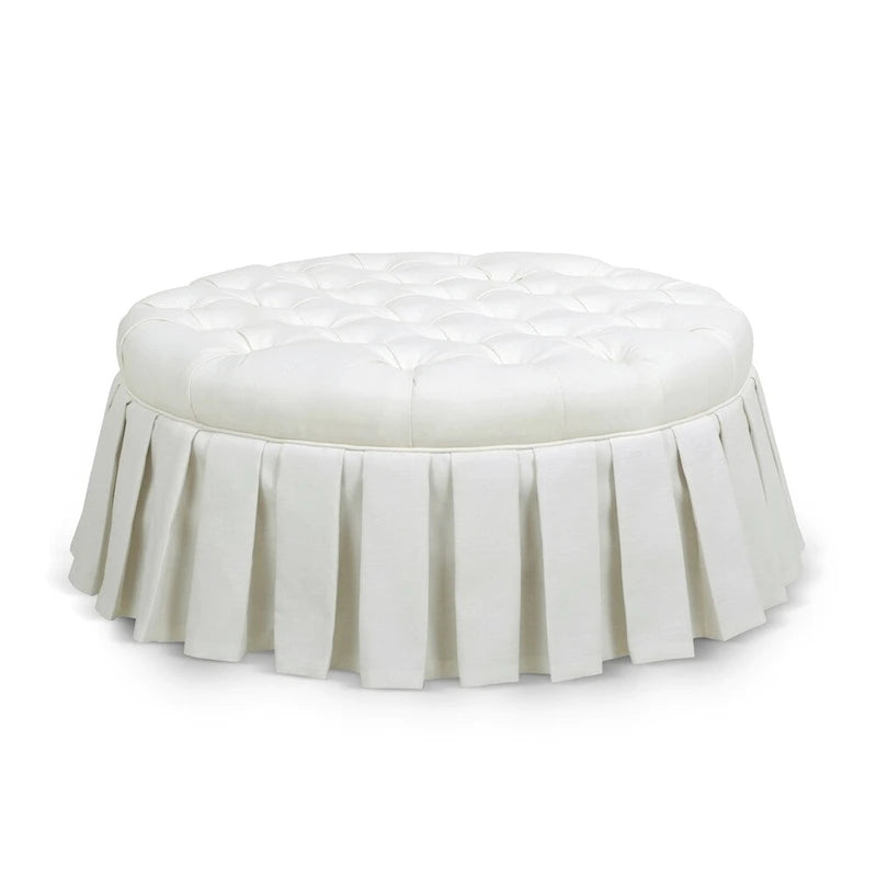 Tufted Cocktail Ottoman with Pleated Skirt for Living Room