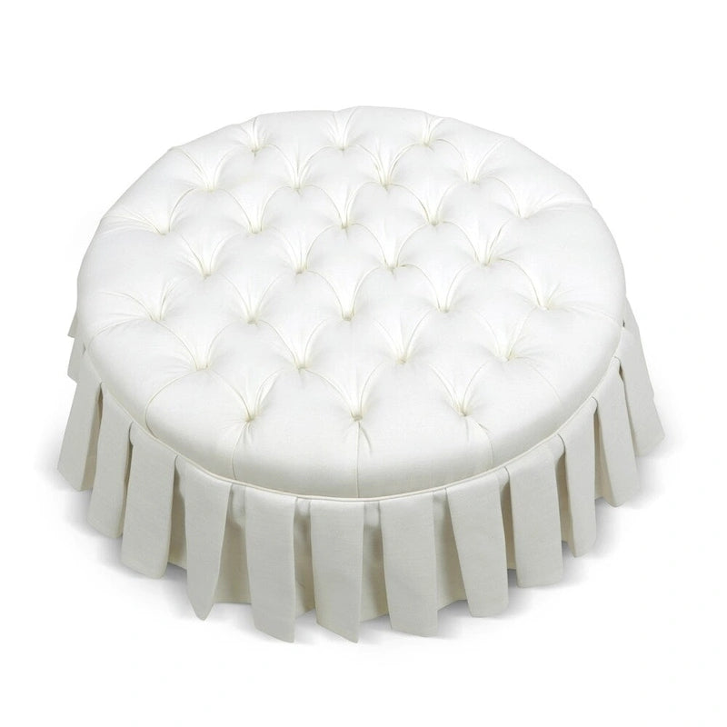Tufted Cocktail Ottoman with Pleated Skirt for Living Room