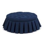 Tufted Cocktail Ottoman with Pleated Skirt for Living Room