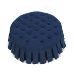 Tufted Cocktail Ottoman with Pleated Skirt for Living Room