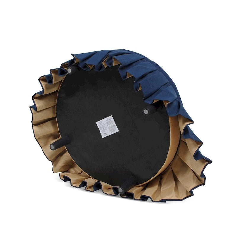 Tufted Cocktail Ottoman with Pleated Skirt for Living Room