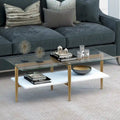 Mid-Century Glam Coffee Table with Gold Accents for Living Room