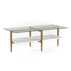 Mid-Century Glam Coffee Table with Gold Accents for Living Room