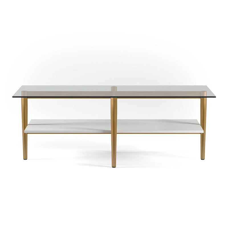 Mid-Century Glam Coffee Table with Gold Accents for Living Room