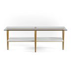 Mid-Century Glam Coffee Table with Gold Accents for Living Room