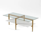 Mid-Century Glam Coffee Table with Gold Accents for Living Room