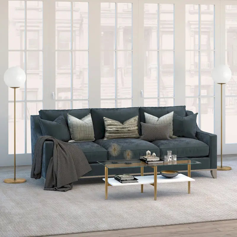 Mid-Century Glam Coffee Table with Gold Accents for Living Room