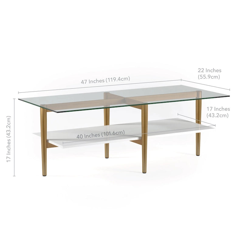 Mid-Century Glam Coffee Table with Gold Accents for Living Room