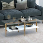 Mid-Century Glam Coffee Table with Gold Accents for Living Room