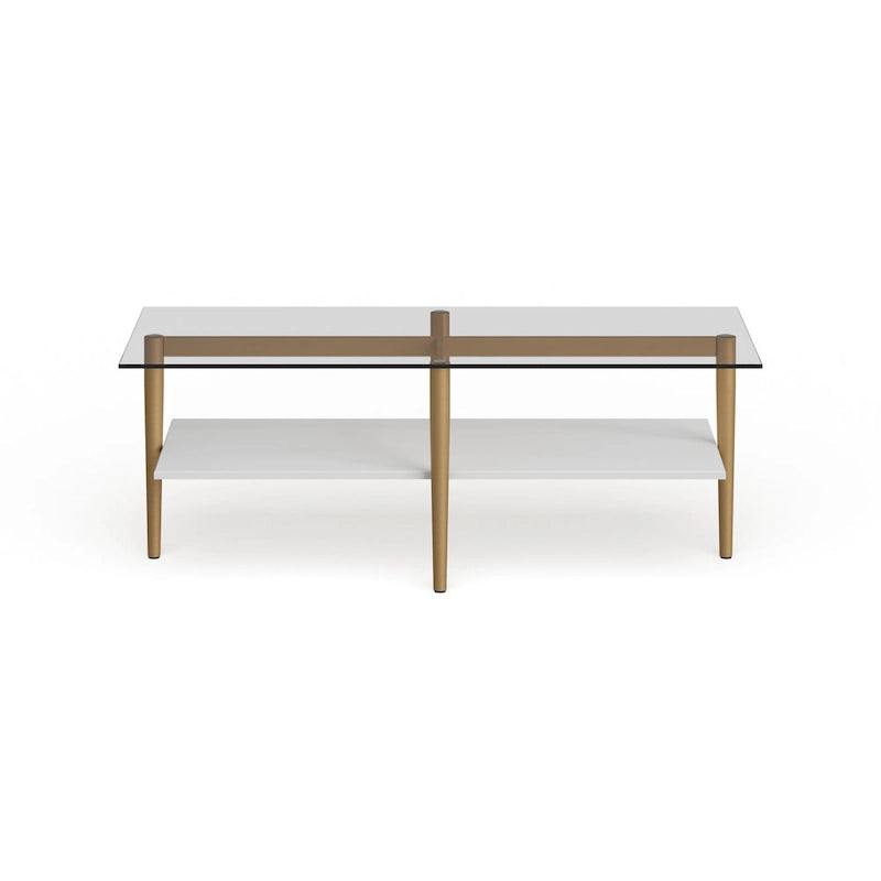 Mid-Century Glam Coffee Table with Gold Accents for Living Room