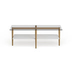 Mid-Century Glam Coffee Table with Gold Accents for Living Room