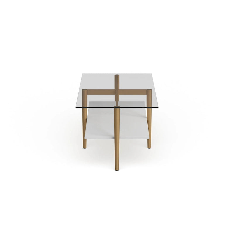 Mid-Century Glam Coffee Table with Gold Accents for Living Room