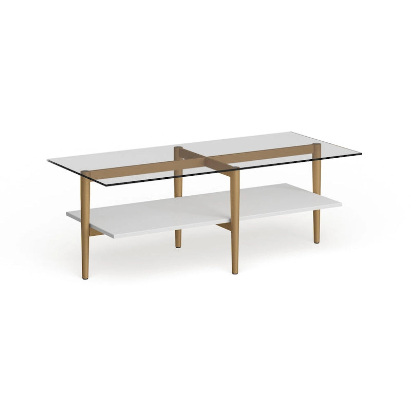 Mid-Century Glam Coffee Table with Gold Accents for Living Room
