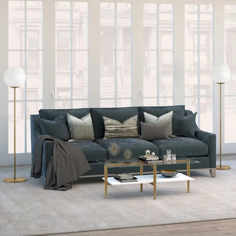Mid-Century Glam Coffee Table with Gold Accents for Living Room